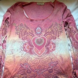 long sleeve rhinestone boho top ♡︎